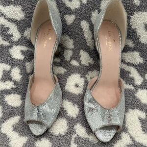 Kate Spade Silver Peep Toe Heels